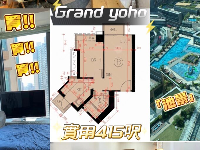 真盤源 Grand yoho 高層 池景 一房 實廚