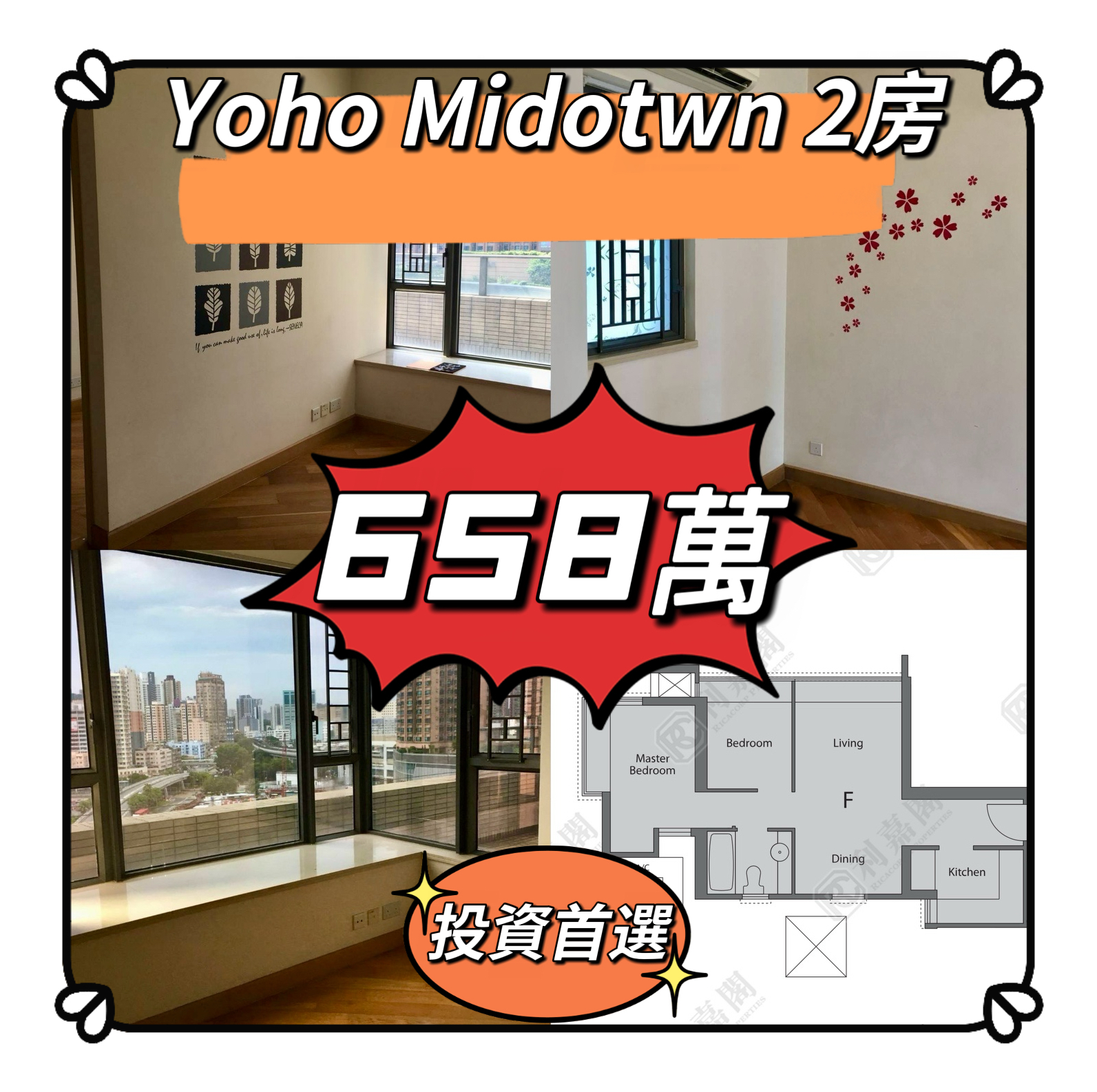 💙💙658萬💙💙 新鴻基Yoho Midtown 2房 投資首選