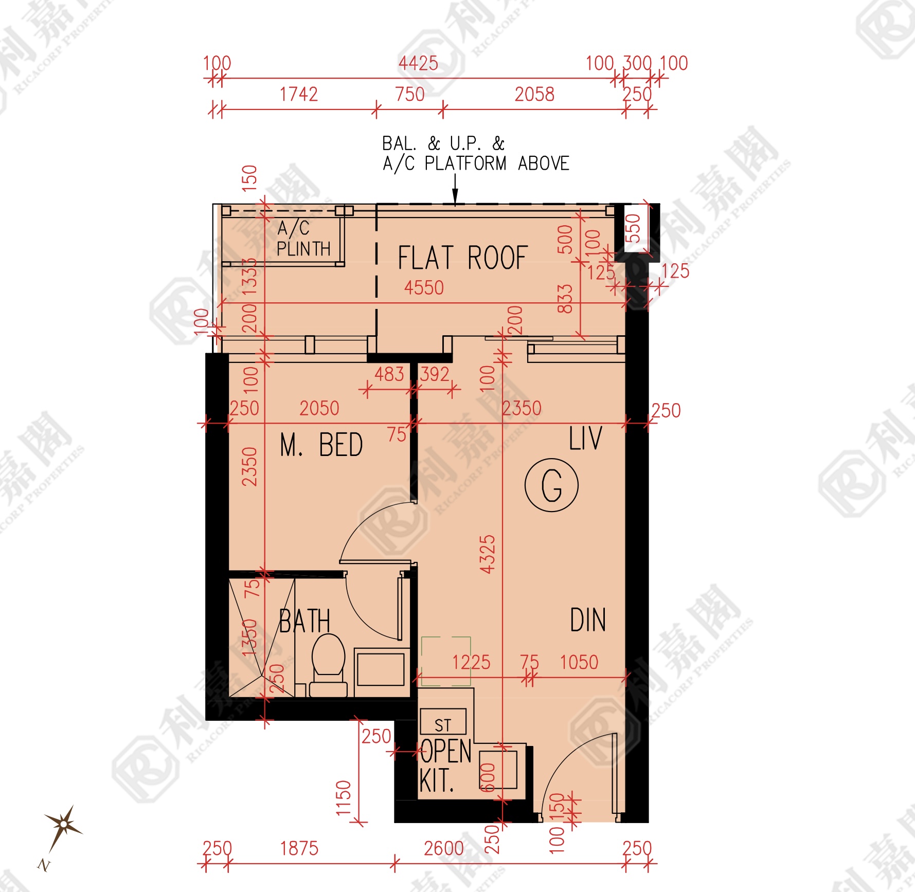 朗天峰，$445萬一房連大平台，向南內園池 - 元朗屋網 28YuenLong.com